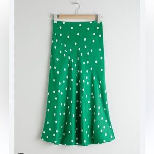 & Other Stories Green Polka Dot Skirt